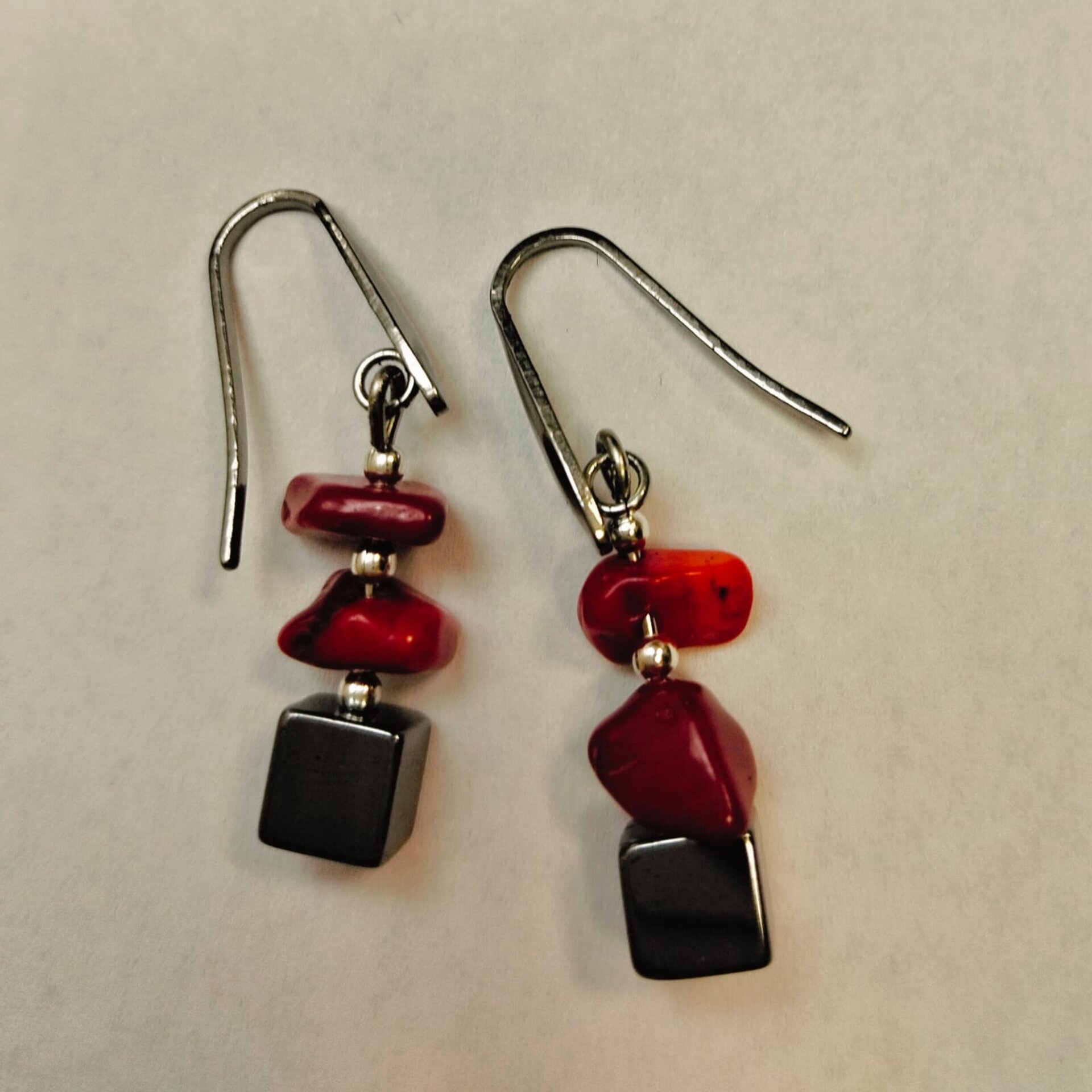 Pendientes de hematita y piedras - 6